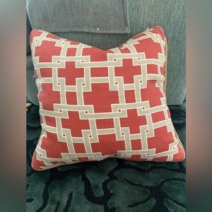 Beautiful Red and Tan Pillow 21” by 21”
